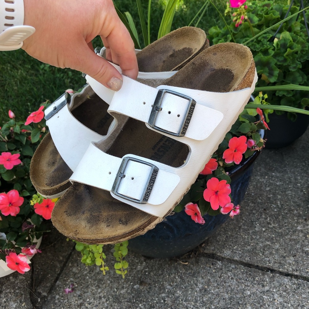 White Birkenstock Arizonas